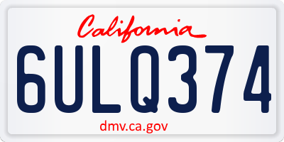 CA license plate 6ULQ374