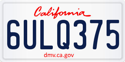CA license plate 6ULQ375