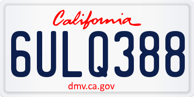 CA license plate 6ULQ388