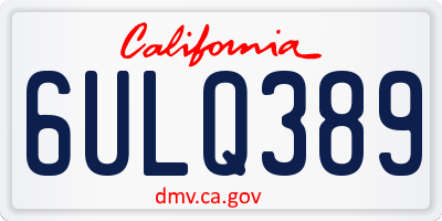 CA license plate 6ULQ389