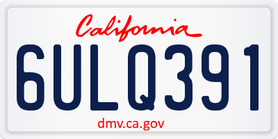 CA license plate 6ULQ391