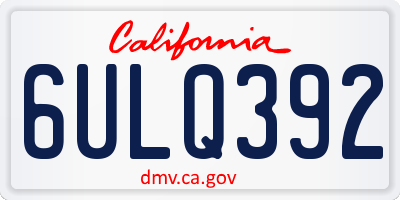 CA license plate 6ULQ392