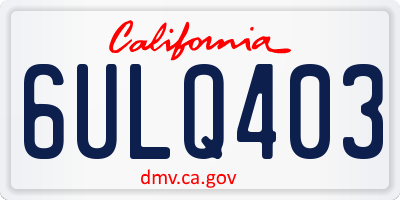 CA license plate 6ULQ403