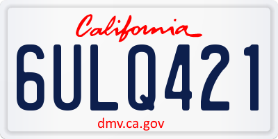 CA license plate 6ULQ421