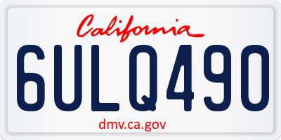 CA license plate 6ULQ490