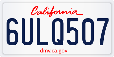 CA license plate 6ULQ507