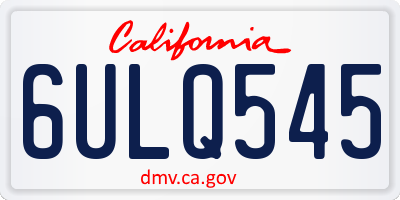 CA license plate 6ULQ545