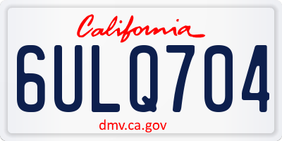 CA license plate 6ULQ704