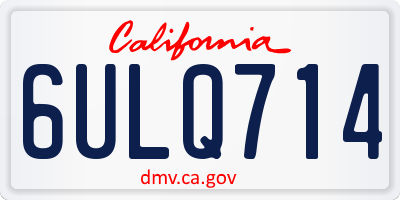CA license plate 6ULQ714