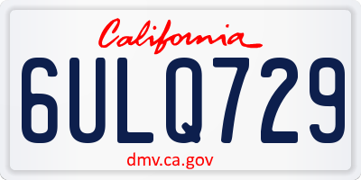 CA license plate 6ULQ729