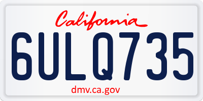 CA license plate 6ULQ735