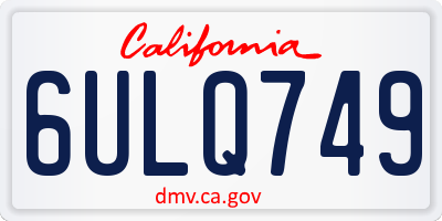 CA license plate 6ULQ749