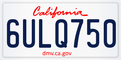 CA license plate 6ULQ750