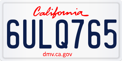 CA license plate 6ULQ765