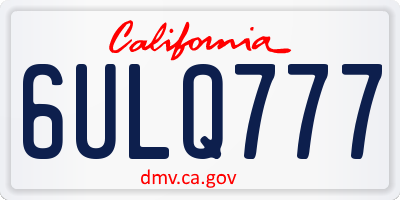 CA license plate 6ULQ777