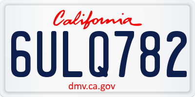 CA license plate 6ULQ782