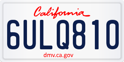 CA license plate 6ULQ810