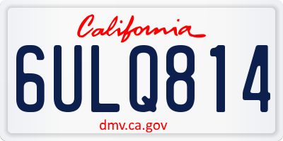 CA license plate 6ULQ814