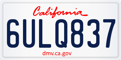 CA license plate 6ULQ837