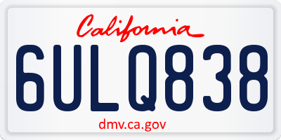 CA license plate 6ULQ838