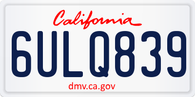 CA license plate 6ULQ839
