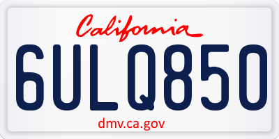 CA license plate 6ULQ850