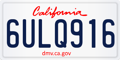 CA license plate 6ULQ916