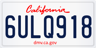 CA license plate 6ULQ918