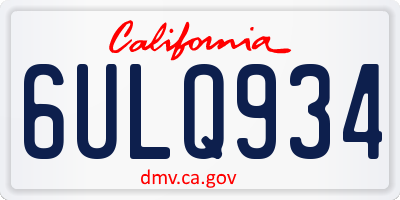 CA license plate 6ULQ934
