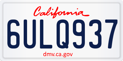 CA license plate 6ULQ937