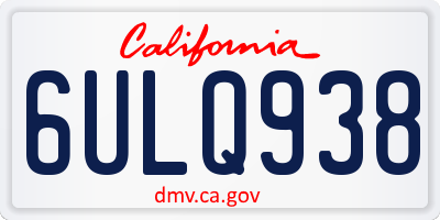 CA license plate 6ULQ938