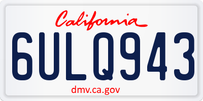 CA license plate 6ULQ943
