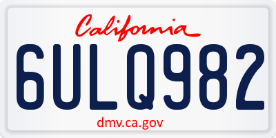 CA license plate 6ULQ982