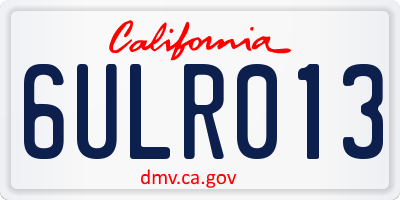 CA license plate 6ULR013