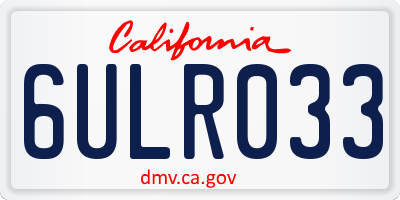 CA license plate 6ULR033