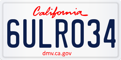 CA license plate 6ULR034