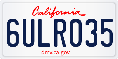 CA license plate 6ULR035