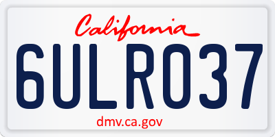 CA license plate 6ULR037