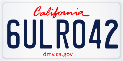 CA license plate 6ULR042