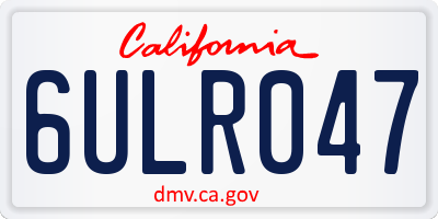 CA license plate 6ULR047