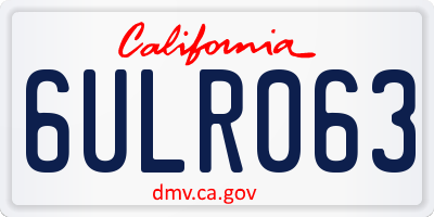 CA license plate 6ULR063