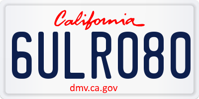 CA license plate 6ULR080