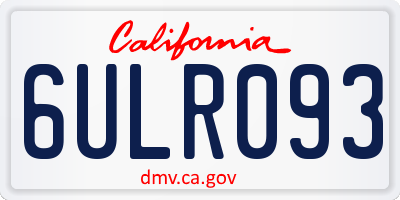 CA license plate 6ULR093