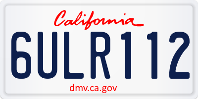 CA license plate 6ULR112