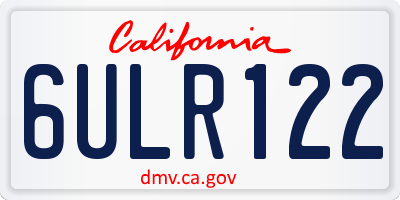 CA license plate 6ULR122