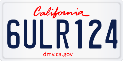 CA license plate 6ULR124
