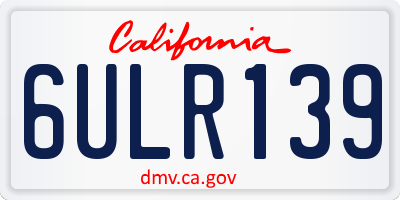 CA license plate 6ULR139