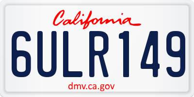 CA license plate 6ULR149