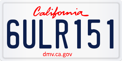 CA license plate 6ULR151