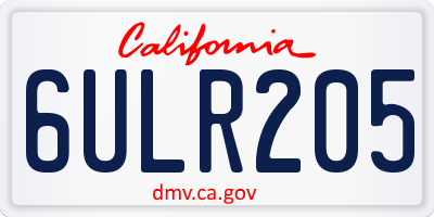 CA license plate 6ULR205